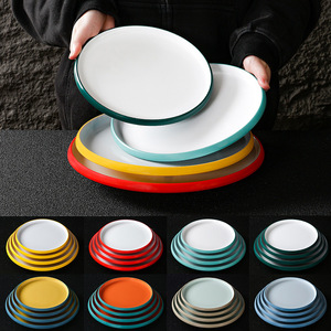 Assiettes en mélamine rondes, couleur unie, pour restaurant, hôtel, fête - Product Image 1