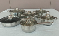 Accessoires de cuisine, casseroles en acier inoxydable plaqué or, ensembles de casseroles avec couvercles en verre pour cuisinière à gaz