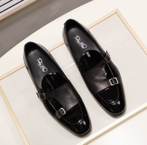 รองเท้าหนังแท้แบบ Monk Strap สำหรับผู้ชาย หัวแหลม ปิดด้วยหัวเข็มขัด สีพื้น เหมาะสำหรับใส่ทำงาน ใส่ได้ทุกฤดู - Product Image 4
