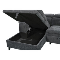 Canapé-lit en tissu en forme de L à deux places, design européen, avec rangement, pour usage hôtelier, vente en gros