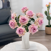 Fleurs artificielles à tige unique, rose rouge en velours, fausses fleurs pour la décoration de la maison, les mariages, la fête des mères