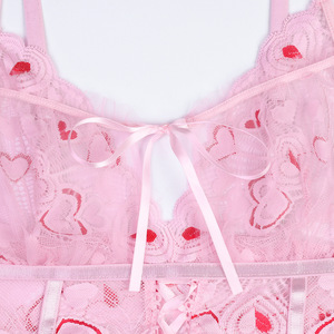 Nouvel ensemble de lingerie pour femmes avec broderie en forme de cœur, sexy, à nouer, 2 pièces, soutien-gorge et culotte pour femme - Product Image 5