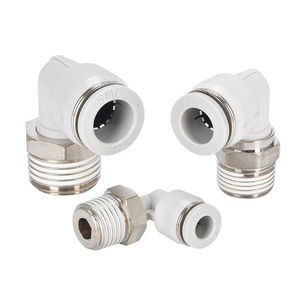 Conector de Codo Neumático de <span class=keywords><strong>Pl</strong></span>ástico para Manguera de Aire, Conexión Macho de Latón con Rosca BSP de 1/8, 1/4, 3/8, 1/2 a 4mm, 6mm, 8mm, 10mm - Product Image 1
