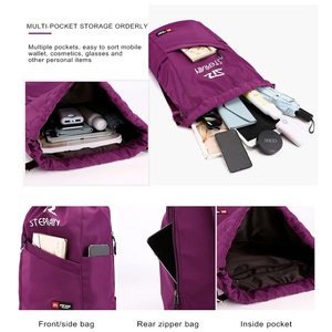 <b>Waterproof</b> <b>Drawstring</b> Backpack Multi Pocket Sports Gym <b>Bag</b> Large Capacity Nylon String <b>Bag</b> for Women Men Swimming Travel - Product Image 3