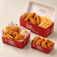 Boîte à emporter en papier kraft écologique personnalisée pour poulet frit, frites, ailes de poulet, snacks, emballage pour restauration rapide, contenant pour restaurant