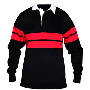 <span class=keywords><strong>Camiseta</strong></span> de <span class=keywords><strong>Rugby</strong></span> Negra Básica para Hombre, Cuello Blanco Tipo Polo, <span class=keywords><strong>Manga</strong></span> <span class=keywords><strong>Larga</strong></span>, 100% Algodón - Product Image 1
