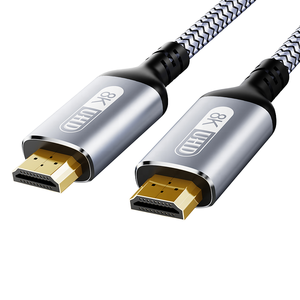 Câble HDMI <span class=keywords><strong>2</strong></span>.1 ultra haute vitesse en nylon tressé plaqué or 48 Gbit/s 4K120Hz 8K 60Hz avec gaine en PVC blindée combinée <span class=keywords><strong>pour</strong></span> moniteur - Product Image 1