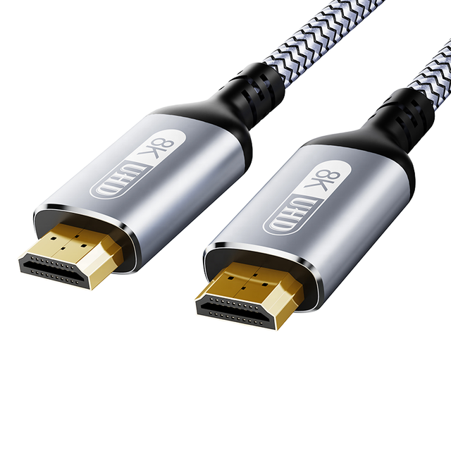 Ultra High Speed Braided Nylon Gold Plated HDTV 2.1 Cable 48Gbps 4K120Hz 8k 60Hz PVC Jacketed Combination Shielded for Monitor