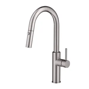 Modern Contemporary Ceramic Chrome Flexible Pull Out Faucet Hot Cold Water Kitchen Faucet with Pull Down Sprayer Kitchen Copper