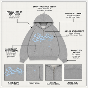 Sudadera con capucha personalizada de 400 g/m² con cremallera completa, algodón grueso, gris, manga raglán, estampado gráfico extragrande, sudadera premium de estilo urbano para hombre - Product Image 3