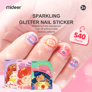 Autocollants pour ongles imperméables et scintillants pour enfants Mideer, unisexes, pour les âges de 2 à 14 ans+, design princesse multicolore - Product Image 2