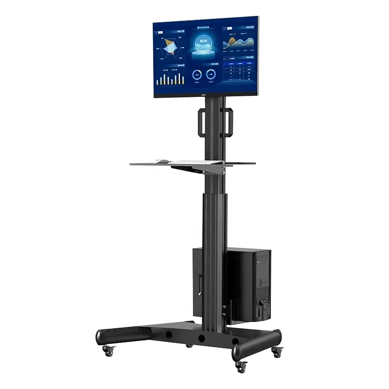 새로운 디자인 병원 사무실용 스탠드가있는 맞춤형 듀얼 스크린 접지 디스플레이 이동식 TV 마운트