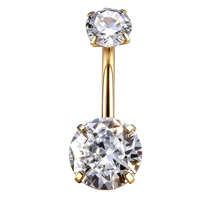 Piercing corporel en titane ASTM F136 14G avec incrustation de zircone cubique sertie à griffes, barbell incurvé pour sourcil, piercing de nombril, boucles d'oreilles et piercing de lèvre