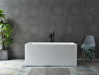 Baignoire autoportante rectangulaire en acrylique, moderne, profonde, pour bain à la turque, vente en gros usine pour salles de bain domestiques et hôtelières, OEM ODM