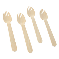 Logo personnalisé et emballage individuel disponibles, vente en gros de fourchettes en bois jetables, fourchettes en bois de bouleau en vrac pour les compagnies aériennes, les hôtels et la restauration