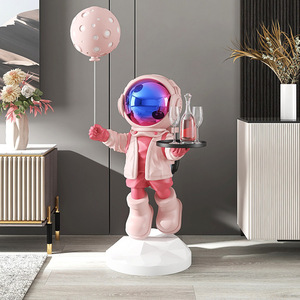 Hot Sell Lift Size Large Astronaut With Balloon Resin Sculpture Astronaut Tray 80CM For Housewarming Gift Sculpture