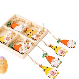 Easter Wooden Ornament Box Pendant Dwarf Turnip Hanging Decorative Craft Indoor Easter Decoration - Product Image 5