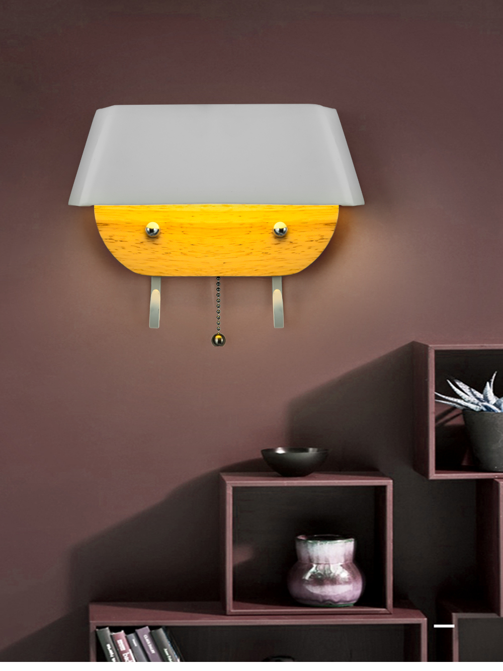 Creative Simple Modern LED Personality Design Wrought Iron Wood Wall Lamp With Hook For Bedroom