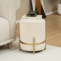 Bailey Furniture INS Internet célébrité vente chaude tabouret velours blanc siège rond métal fer pouf pour salon