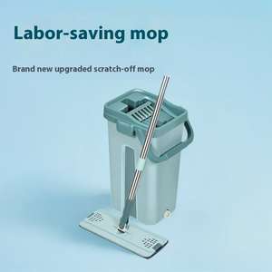 Juego de Mopa Plana Giratoria 360° Premium, Rectangular, Grande, de Microfibra, con Cubeta, para Limpieza de Pisos Húmedos y Secos, Manos Libres - Product Image 6