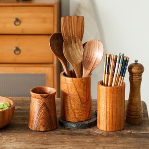 Acacia Wood Utensil Holder Set 6-7.9in Multipurpose <b>Kitchen</b> <b>Storage</b> Eco-Friendly Organizers - Product Image 1