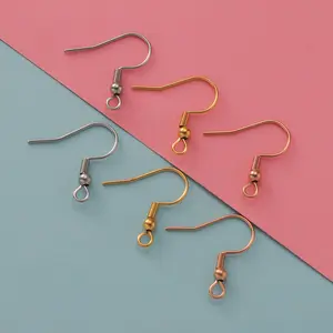 20 50pcs Stainless Steel Earring Hooks Bulk Golden Color Hypoallergenic  Earrings Making Clasp Wire Supplies For Diy Jewelry