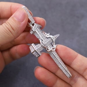 Colgante de Cruz con Incrustaciones de Moissanita, Plata de Ley 925 Chapada en Oro, Moissanita VVS, Estilo Hip Hop, para Collar - Product Image 3