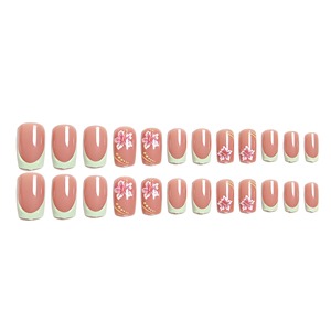 <span class=keywords><strong>Uñas</strong></span> Postizas Francesas K051 en Rosa Nude y Verde Menta, Estilo Romántico Dulce, Estética Occidental, ABS Premium, Venta al Por Mayor, Disponibles en Stock - Product Image 5