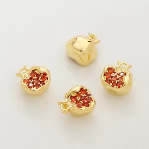 الفاكهة سلسلة قلادة لصنع المجوهرات الكرز الأناناس قلادة الذهب مطلي النحاس دلاية من حجر الزركون