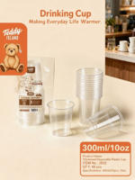 Gobelets en plastique PP jetables transparents et épais de 10 oz (300 ml), contenants transparents pour pudding, jus, condiments, desserts, paquet de 25 pièces