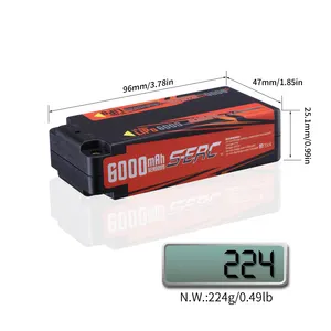 SUNPADOW 7.6V 2S Shorty Lipo Battery 6000mAh 100C Hard Case With 4mm Bullet For RC Vehicles Car Truck Truggy Boat Tank Buggy
