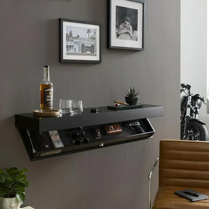 <b>Wall</b> <b>Mounted</b> Wooden Storage <b>Shelf</b> With Drawer Natural Wood Color Rectangle Shape Durable Home Decor - Product Image 2