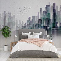 Papier peint mural urbain amovible sur mesure, motif abstrait moderne de l'horizon de la ville, papier peint 3D pour la maison