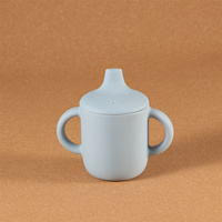 Gobelet en silicone pratique avec poignée Tasse d'entraînement souple avec couvercles pour enfants pour bébé tout-petit Alimentation Starter Tasse d'apprentissage