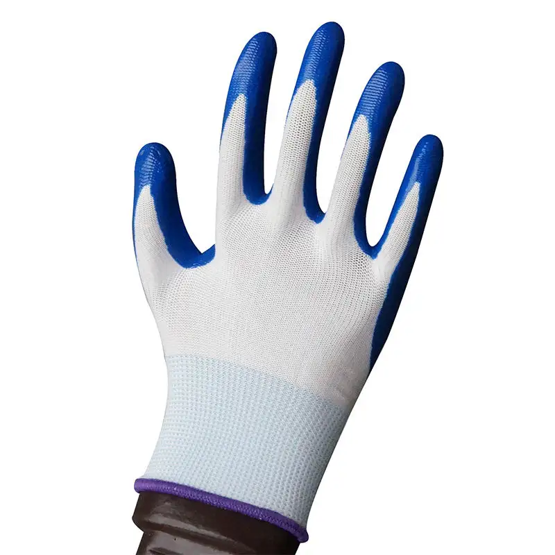 Оптовая продажа, износостойкие Нескользящие нитриловые перчатки, белые марлевые синие перчатки с нитриловым покрытием, перчатки для страхования труда