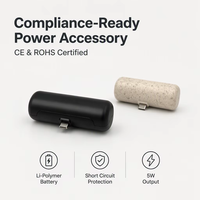 Chargeur de téléphone jetable, batterie externe d'urgence 2000 mAh, mini batterie portable à usage unique, USB C pour les voyages, cadeau