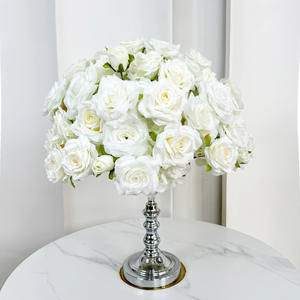 Centres de table de mariage, décorations de table, boule de fleurs artificielle décorative, rose en soie, boule de fleurs violette, centres de table - Product Image 2