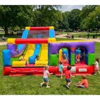 Castillo Inflable Comercial Resistente para Exteriores, de PVC de 0.55mm, con Tobogán, para Alquiler en Fiestas y Eventos