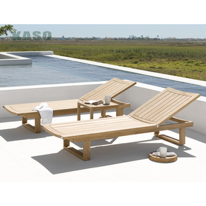 Chaise longue en bois pour piscine, chaise longue <span class=keywords><strong>de</strong></span> plage extérieure, lit <span class=keywords><strong>de</strong></span> patio en rotin, métal blanc, teck, aluminium, <span class=keywords><strong>jardin</strong></span>, chaise longue en bois - Product Image 4