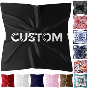 Custom Women's 100% <b>Silk</b> Square <b>Scarf</b> with Leopard & Solid Patterns Digital Print Elegant Multi-functional Design - Product Image 3