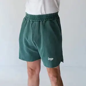 Logo personnalisé français éponge bonbons couleurs acide lavé Shorts pour hommes bords bruts été Sweat Shorts Vintage en détresse Shorts