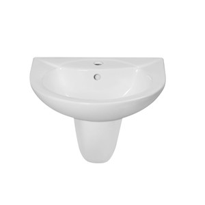 Lavabo de Cerámica de Columna Semi-empotrada para Baño, Modelo V-6004G de Aivijia, con un Solo Orificio - Product Image 3