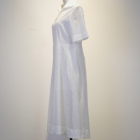 Robe chemise pour femme avec broderie à œillets exquise, 100% coton, manches courtes, col polo, robe midi vintage