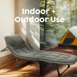 Taşınabilir Katlanır Kamp Yatağı Sandalyesi Çelik Boru Çerçeveli 6 Pozisyonlu Ayarlanabilir Şilte Veranda Plaj İç/Dış Mekan Kullanımı İçin (78 inç) - Product Image 6
