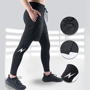 2 in 1 Herren Laufhose, Gym Workout Trainings hose für Herren