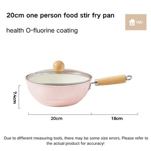 Nueva Sartén <span class=keywords><strong>Wok</strong></span> Pequeña de Hierro Fundido Rosa con Tapa de Vidrio Templado, Apta para Todo Tipo de Estufas, Antiadherente para Saltear - Product Image 4