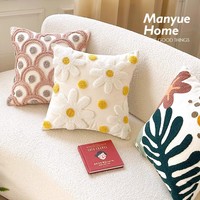 Taie d'oreiller fleur brodée en gros 45*45 décor luxe velours housses de coussin tufté jeter Boho taies d'oreiller