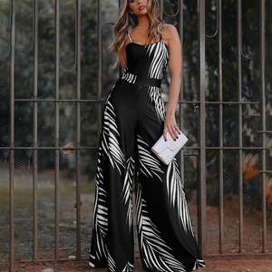 Venta al por mayor: Monos florales de verano personalizados para mujer, de una pieza, sin mangas, de pierna ancha, holgados, con cintura natural. - Product Image 3