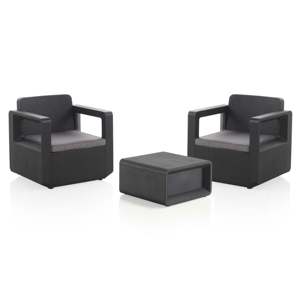 Set da Giardino in Plastica Riciclata Venus con Due Poltrone e Tavolino Centrale con Cuscini - Product Image 2