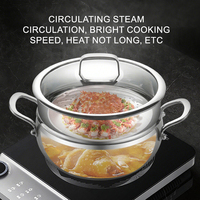 Marmite à soupe moderne multi-couches en acier inoxydable à double anse, corps droit, sans revêtement, fond de qualité alimentaire, compatible induction